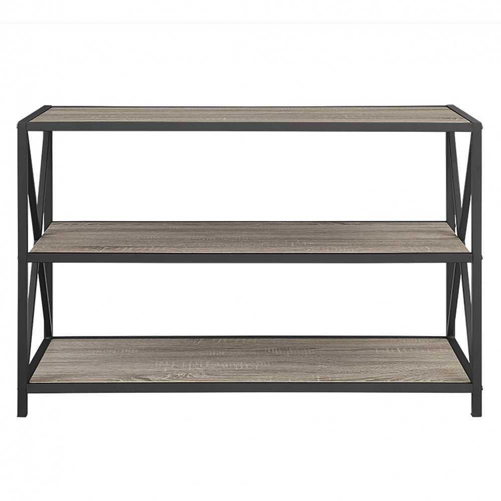 X Frame 40" Industrial Wood Bookshelf - Driftwood