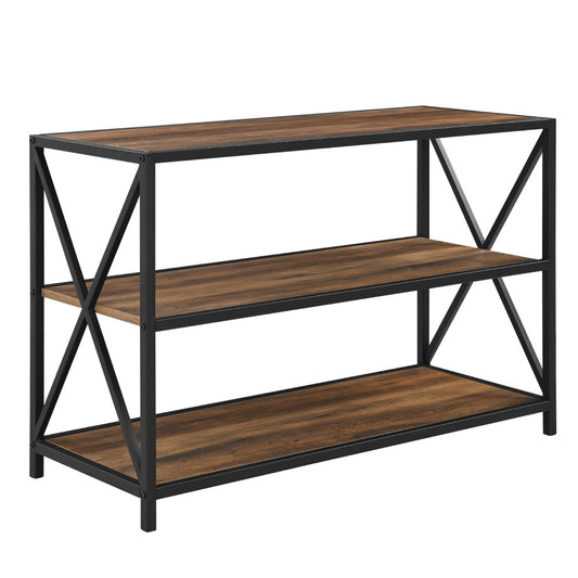X Frame 40" Industrial Wood Bookshelf - Rustic Oak