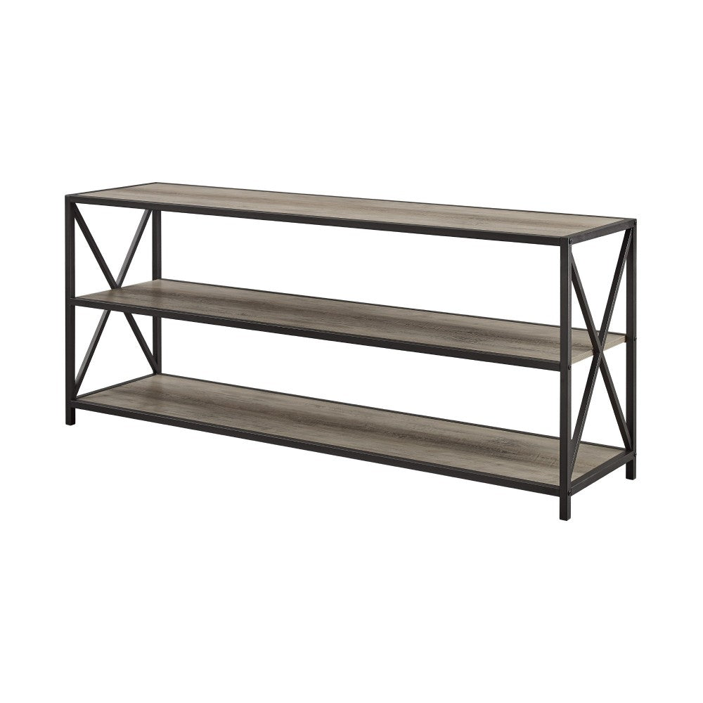 X Frame 60" Industrial Bookshelf - Gray Wash