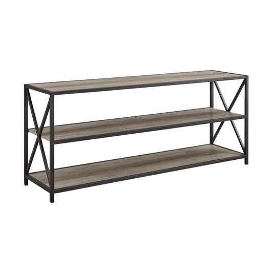 X Frame 60" Industrial Bookshelf - Gray Wash