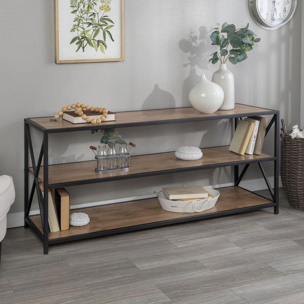 X Frame 60" Industrial Bookshelf - Barnwood