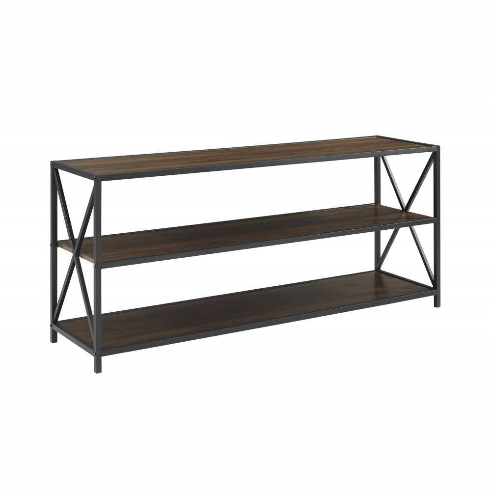 X Frame 60" Industrial Bookshelf - Dark Walnut