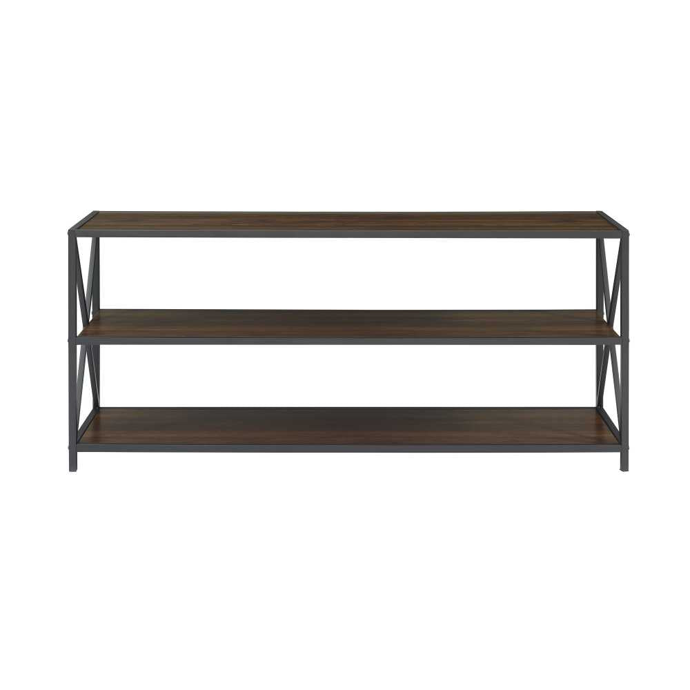 X Frame 60" Industrial Bookshelf - Dark Walnut