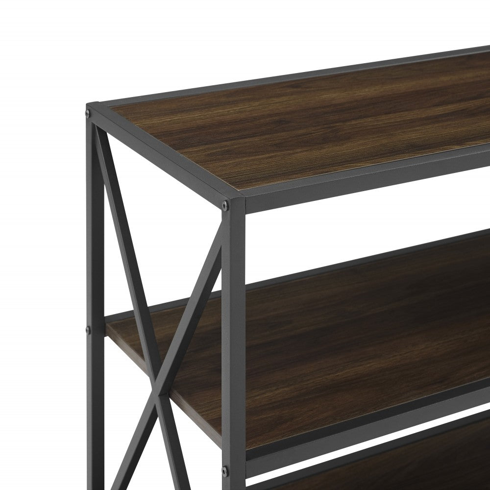 X Frame 60" Industrial Bookshelf - Dark Walnut
