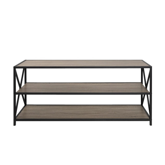 X Frame 60" Industrial Bookshelf - Driftwood