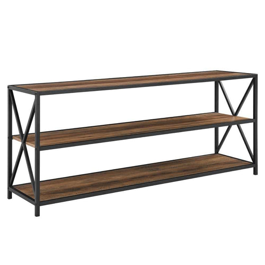 X Frame 60" Industrial Bookshelf - Rustic Oak