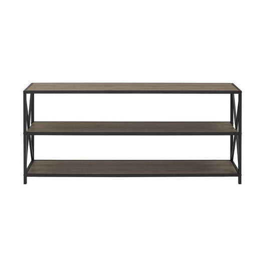 X Frame 60" Industrial Bookshelf - Slate Gray/Black Metal