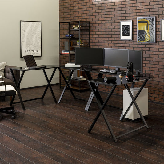 X Frame Command Center Gaming Desk Station - Black