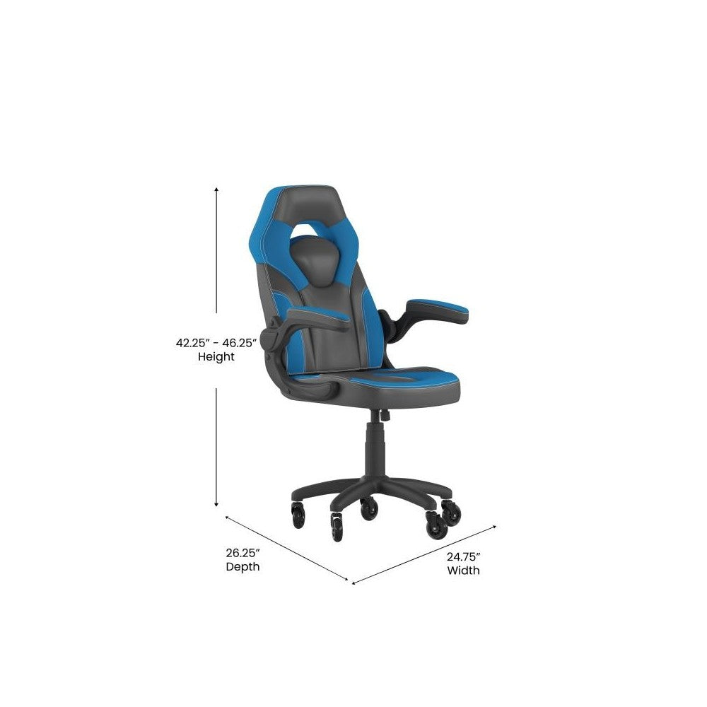 X10 Blue/Black LeatherSoft Gaming Chair- Transparent Roller Wheels