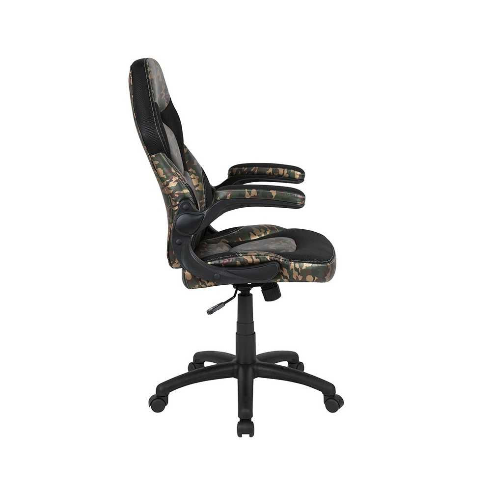 X10 Gaming Chair Racing Office Ergonomic Computer PC Adjustable Swivel Chair with Flip-up Arms, Camouflage/Black LeatherSoft