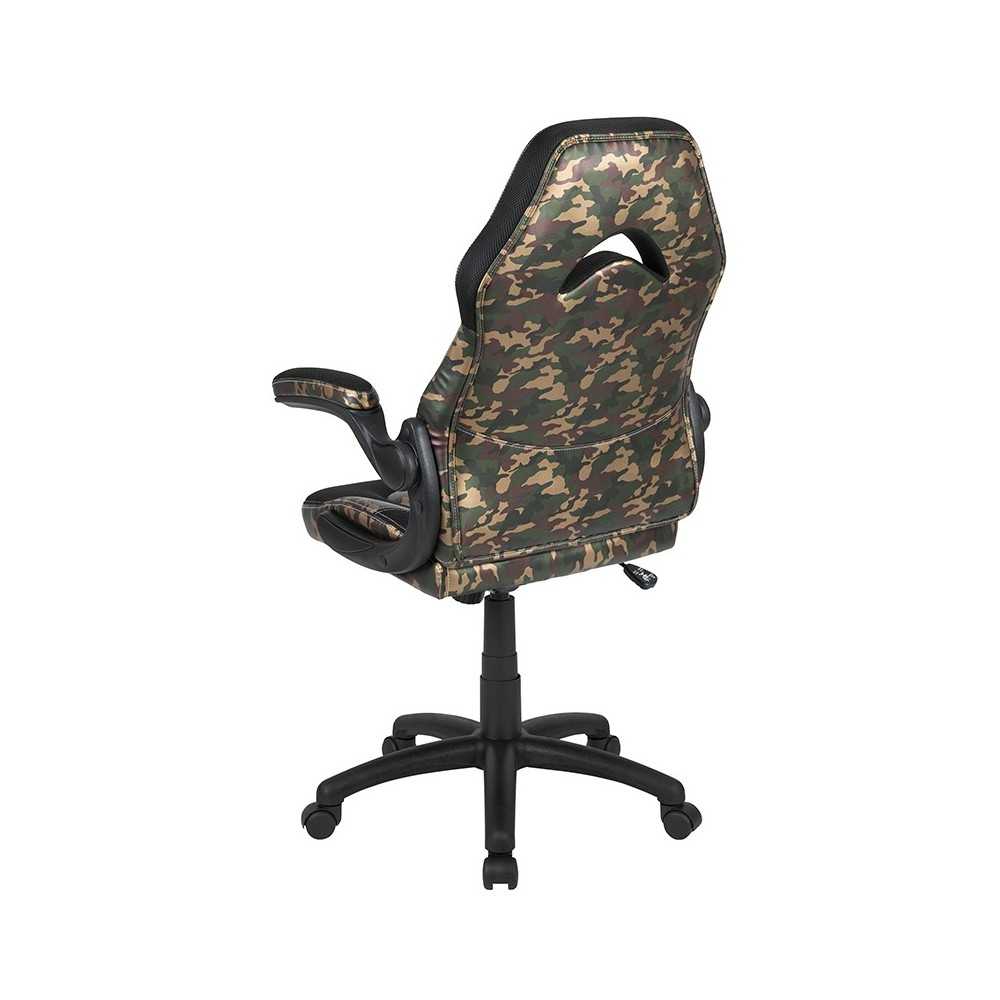 X10 Gaming Chair Racing Office Ergonomic Computer PC Adjustable Swivel Chair with Flip-up Arms, Camouflage/Black LeatherSoft