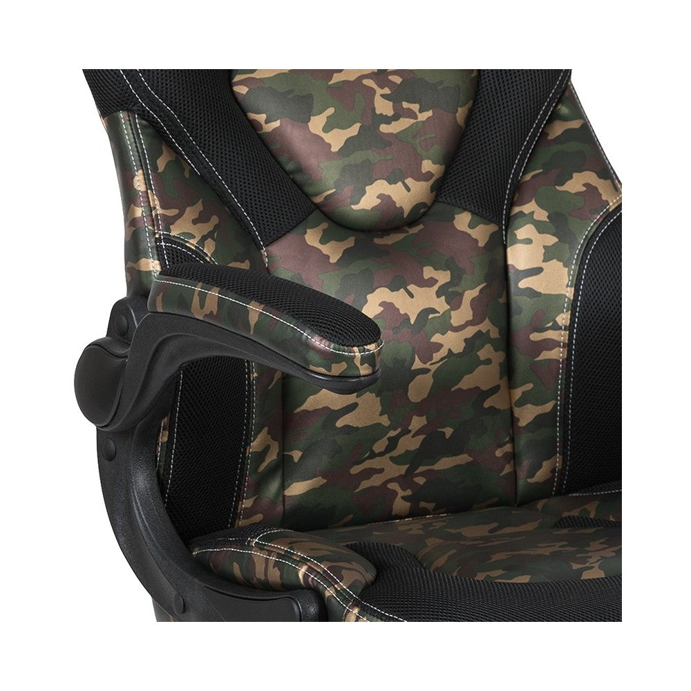 X10 Gaming Chair Racing Office Ergonomic Computer PC Adjustable Swivel Chair with Flip-up Arms, Camouflage/Black LeatherSoft