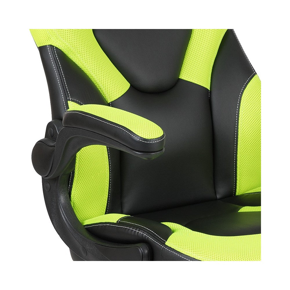 X10 Gaming Chair Racing Office Ergonomic Computer PC Adjustable Swivel Chair with Flip-up Arms, Neon Green/Black LeatherSoft