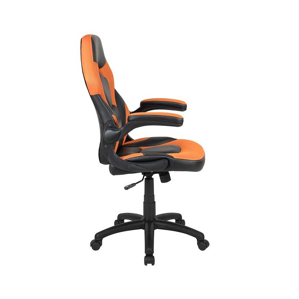 X10 Gaming Chair Racing Office Ergonomic Computer PC Adjustable Swivel Chair with Flip-up Arms, Orange/Black LeatherSoft