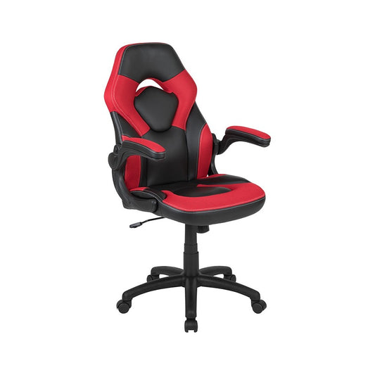 X10 Gaming Chair Racing Office Ergonomic Computer PC Adjustable Swivel Chair with Flip-up Arms, Red/Black LeatherSoft