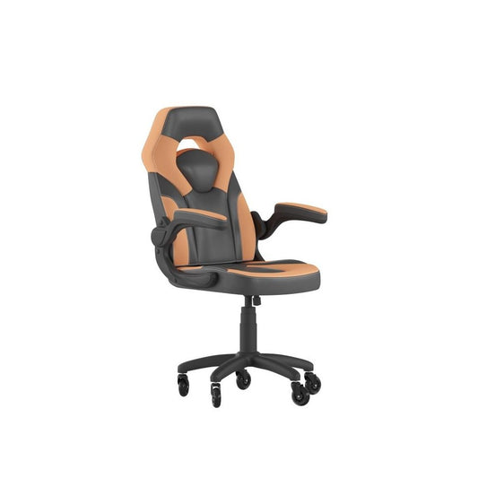 X10 Orange/Black LeatherSoft Gaming Chair- Transparent Roller Wheels