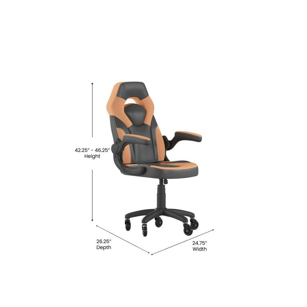 X10 Orange/Black LeatherSoft Gaming Chair- Transparent Roller Wheels