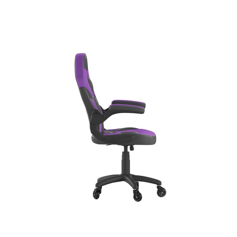 X10 Purple/Black LeatherSoft Gaming Chair- Transparent Roller Wheels