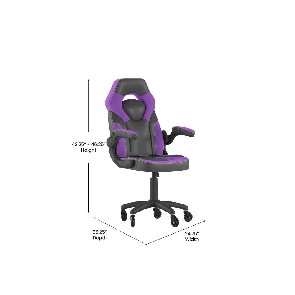 X10 Purple/Black LeatherSoft Gaming Chair- Transparent Roller Wheels