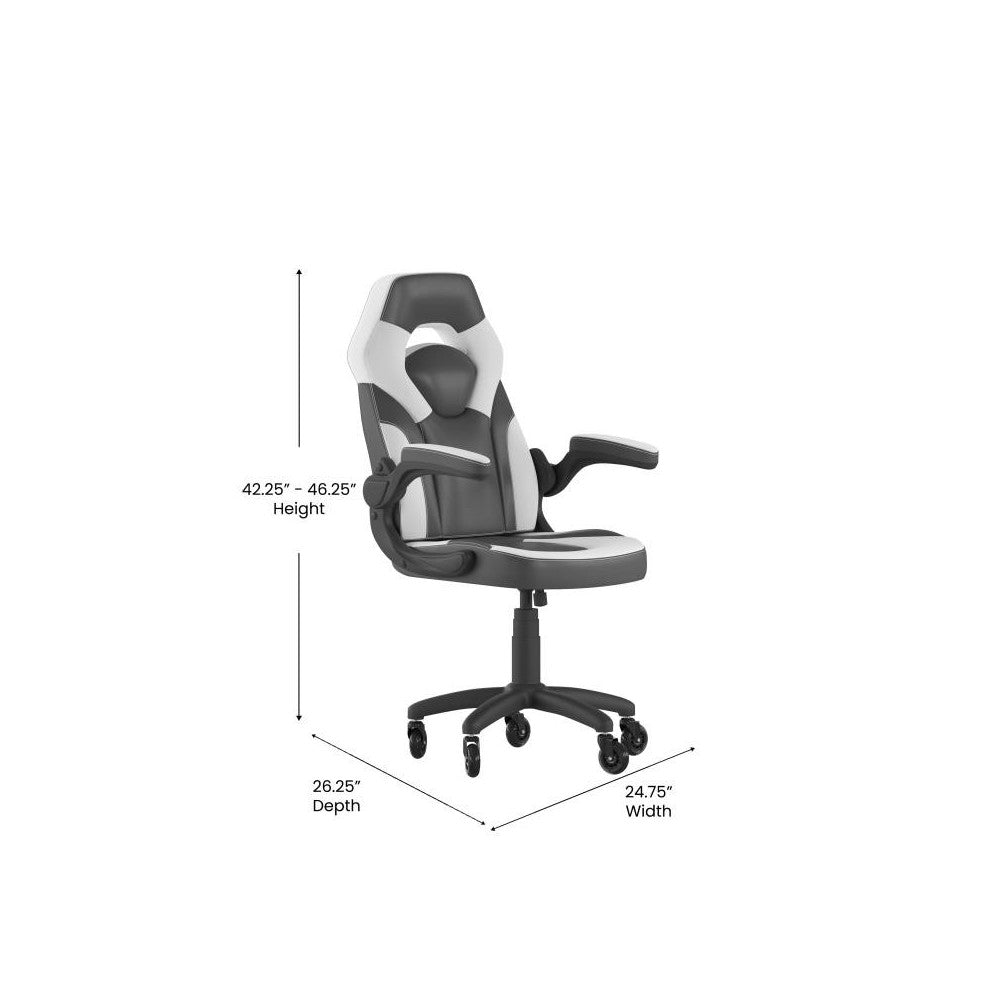 X10 White/Black LeatherSoft Gaming Chair- Transparent Roller Wheels