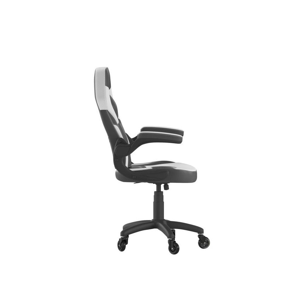 X10 White/Black LeatherSoft Gaming Chair- Transparent Roller Wheels