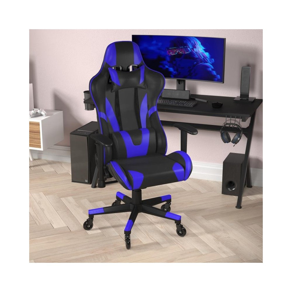 X20 Blue Gaming Chair-Skate Wheels