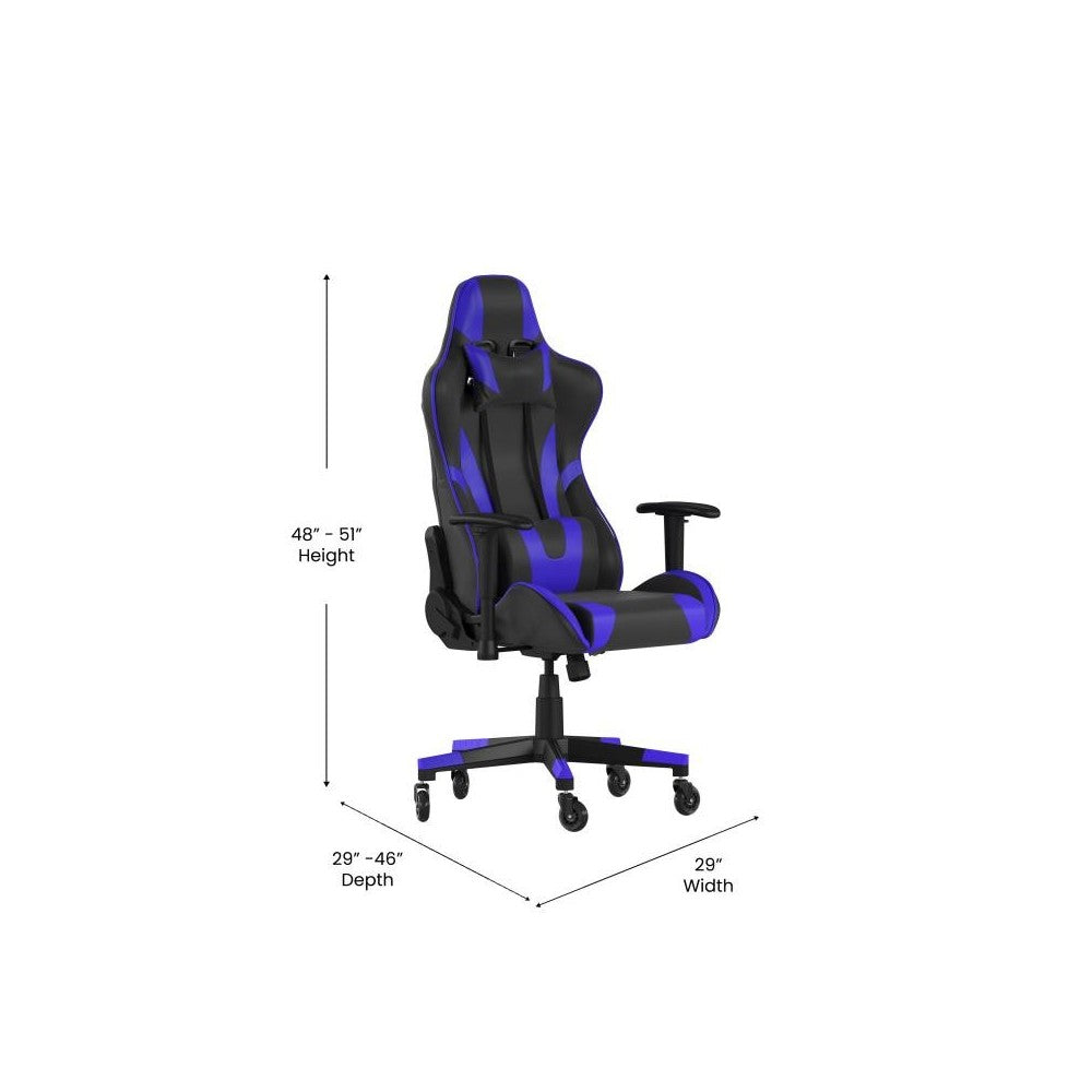 X20 Blue Gaming Chair-Skate Wheels