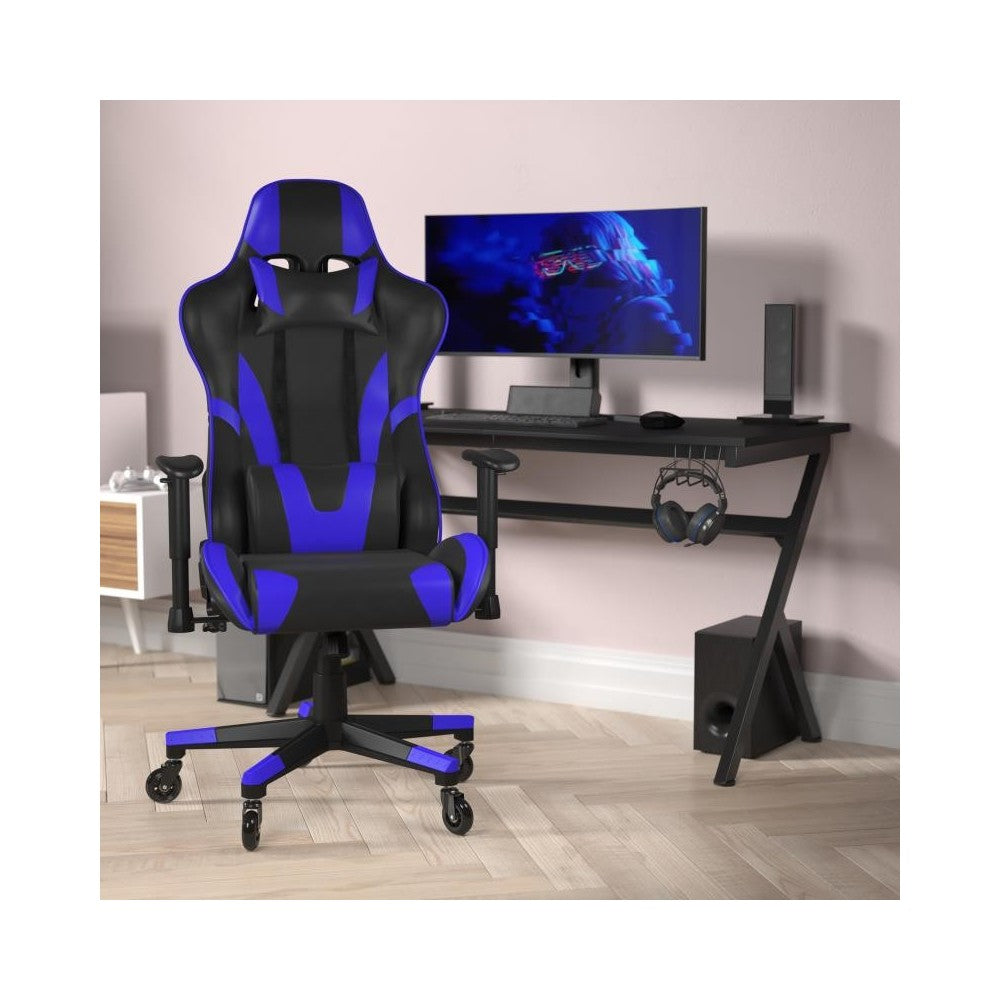 X20 Blue Gaming Chair-Skate Wheels