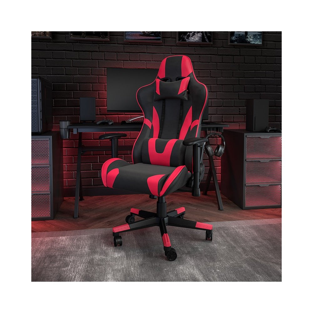 X20 Gaming Chair Racing Office Ergonomic Computer PC Adjustable Swivel Chair with Fully Reclining Back in Red LeatherSoft