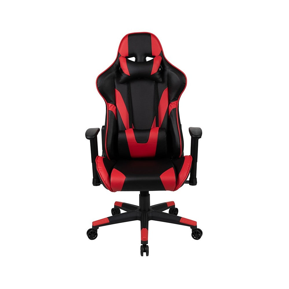 X20 Gaming Chair Racing Office Ergonomic Computer PC Adjustable Swivel Chair with Fully Reclining Back in Red LeatherSoft