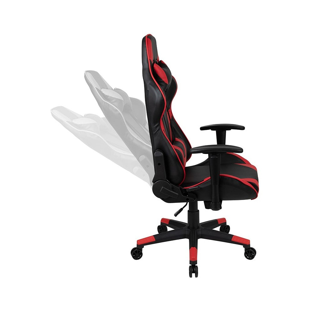 X20 Gaming Chair Racing Office Ergonomic Computer PC Adjustable Swivel Chair with Fully Reclining Back in Red LeatherSoft