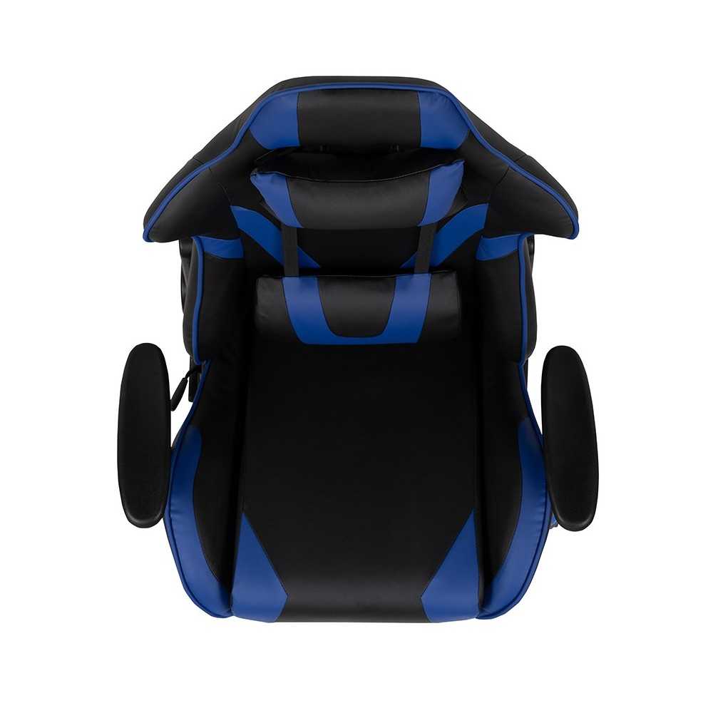 X20 Gaming Chair Racing Office Ergonomic Computer PC Adjustable Swivel Chair with Reclining Back in Blue LeatherSoft