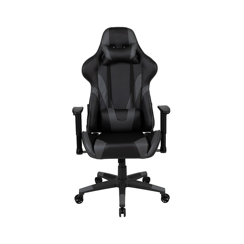 X20 Gaming Chair Racing Office Ergonomic Computer PC Adjustable Swivel Chair with Reclining Back in Gray LeatherSoft