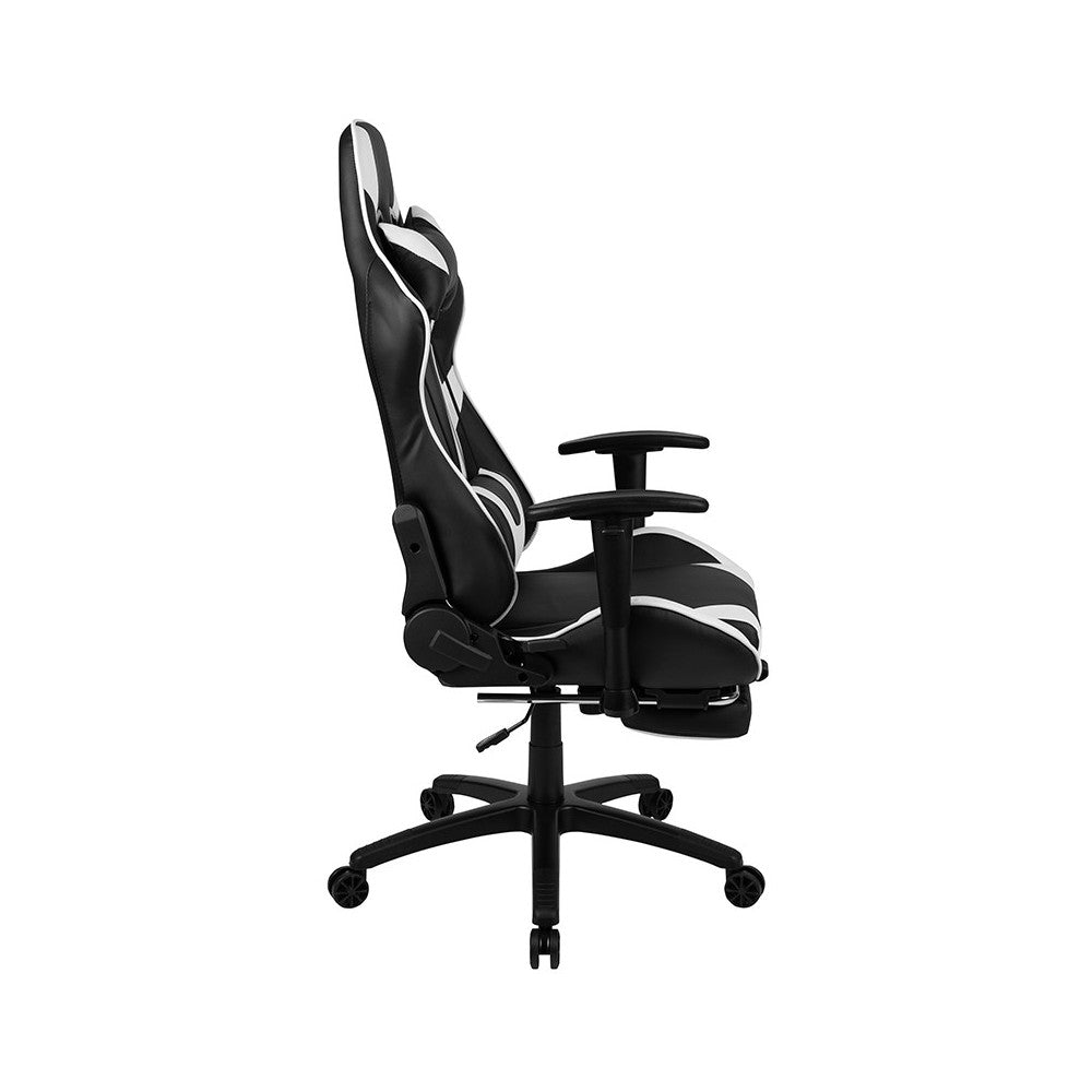 X30 Gaming Chair Racing Office Ergonomic Computer Chair with Fully Reclining Back and Slide-Out Footrest in Black LeatherSoft