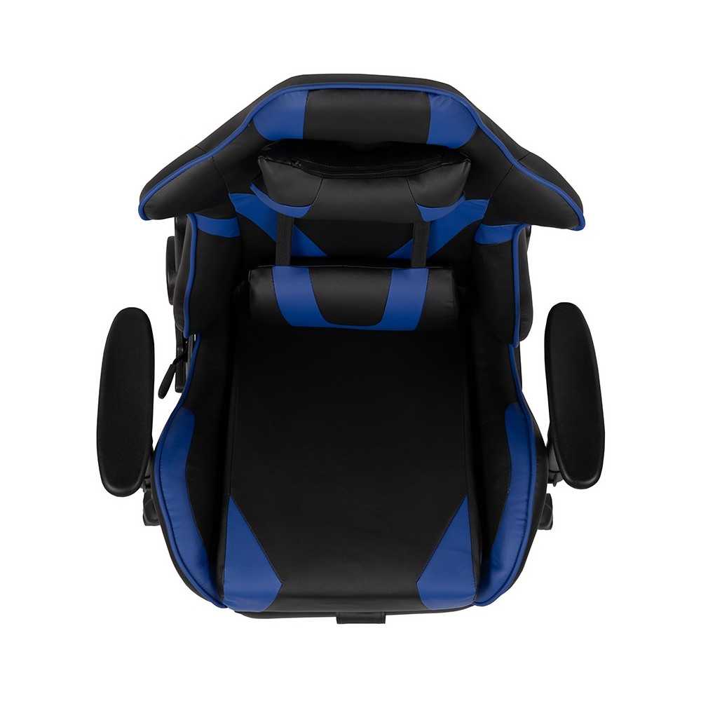 X30 Gaming Chair Racing Office Ergonomic Computer Chair with Reclining Back and Slide-Out Footrest in Blue LeatherSoft