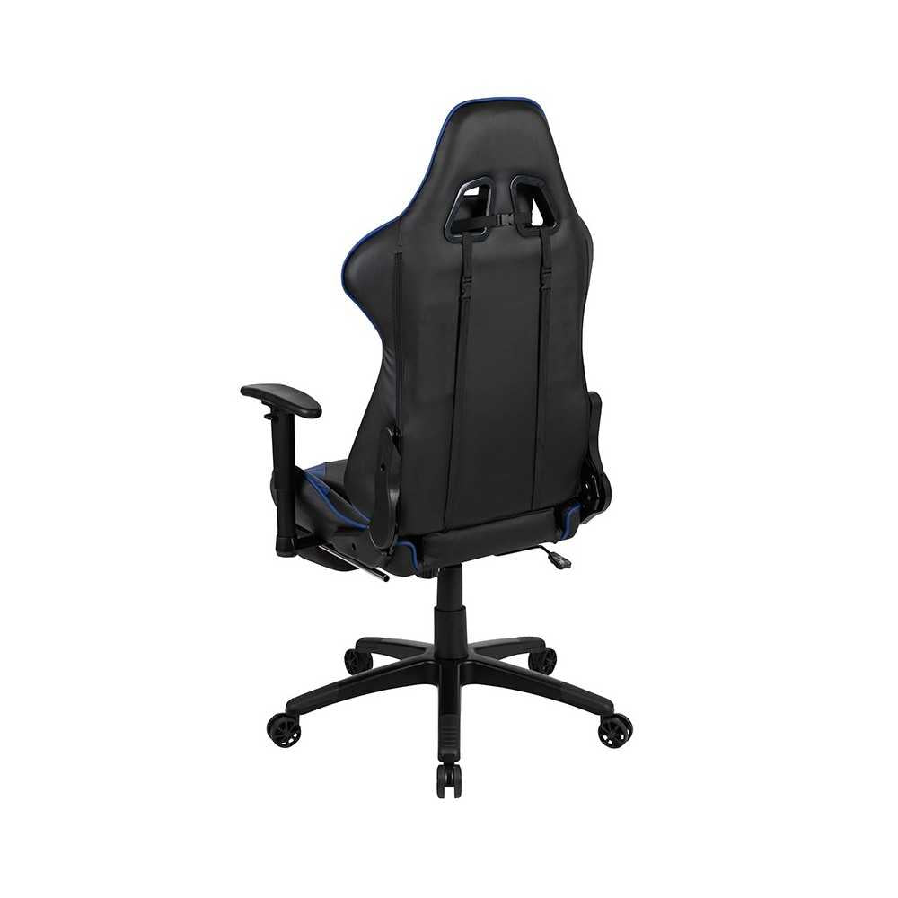 X30 Gaming Chair Racing Office Ergonomic Computer Chair with Reclining Back and Slide-Out Footrest in Blue LeatherSoft