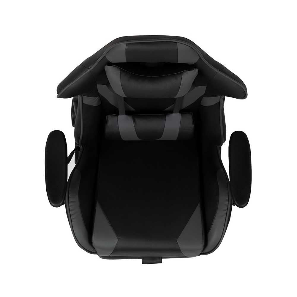 X30 Gaming Chair Racing Office Ergonomic Computer Chair with Reclining Back and Slide-Out Footrest in Gray LeatherSoft