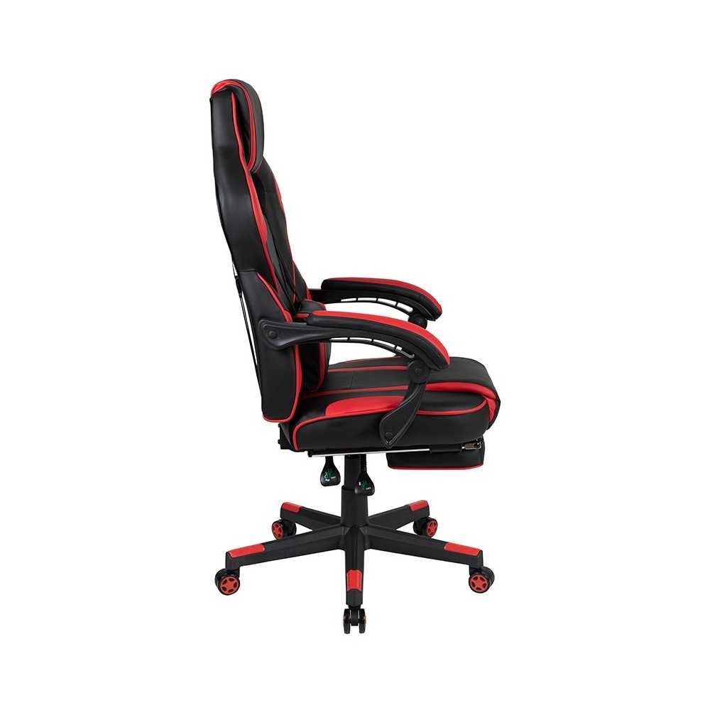 X40 Gaming Chair Racing Ergonomic Computer Chair with Fully Reclining Back/Arms, Slide-Out Footrest, Massaging Lumbar - Red
