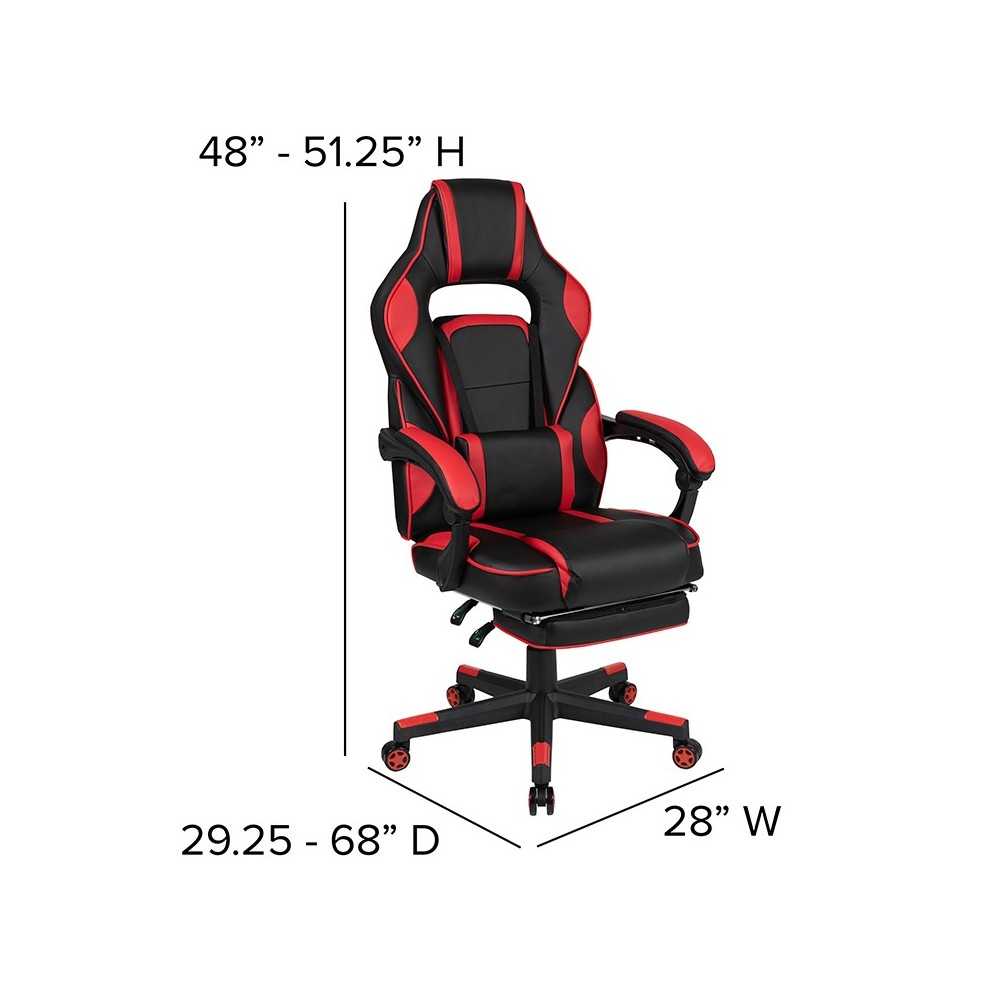 X40 Gaming Chair Racing Ergonomic Computer Chair with Fully Reclining Back/Arms, Slide-Out Footrest, Massaging Lumbar - Red