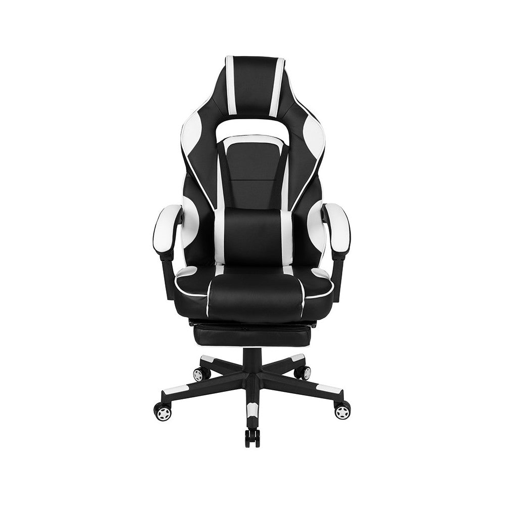 X40 Gaming Chair Racing Ergonomic Computer Chair with Fully Reclining Back/Arms, Slide-Out Footrest, Massaging Lumbar - White
