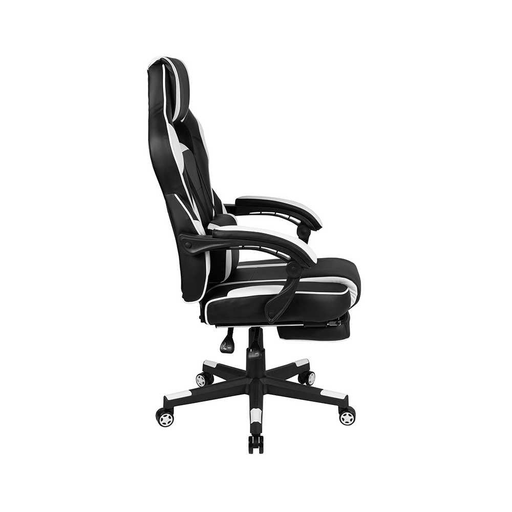 X40 Gaming Chair Racing Ergonomic Computer Chair with Fully Reclining Back/Arms, Slide-Out Footrest, Massaging Lumbar - White