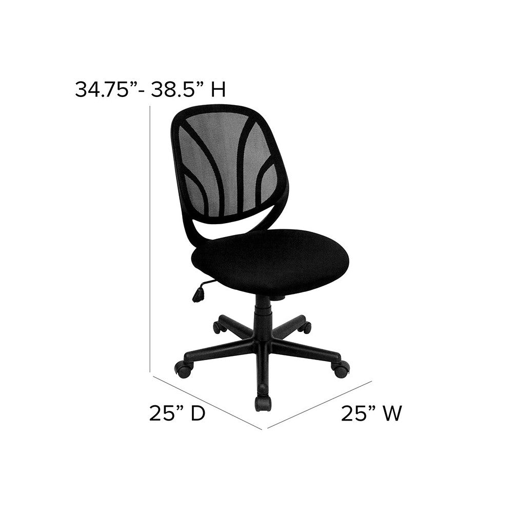 Y-GO Office Chair Mid-Back Black Mesh Swivel Task Office Chair
