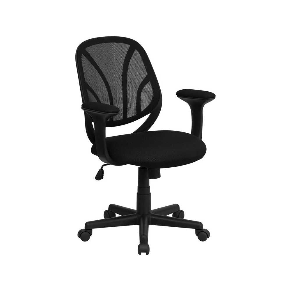Y-GO Office Chair Mid-Back Black Mesh Swivel Task Office Chair with Arms