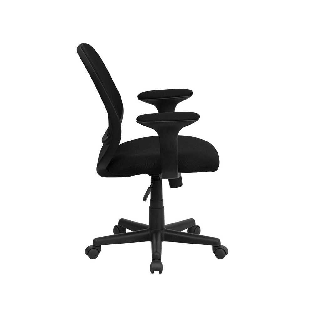 Y-GO Office Chair Mid-Back Black Mesh Swivel Task Office Chair with Arms