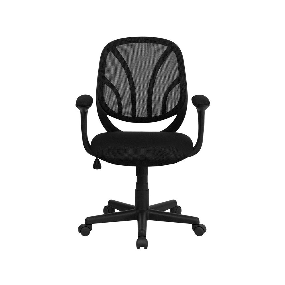 Y-GO Office Chair Mid-Back Black Mesh Swivel Task Office Chair with Arms