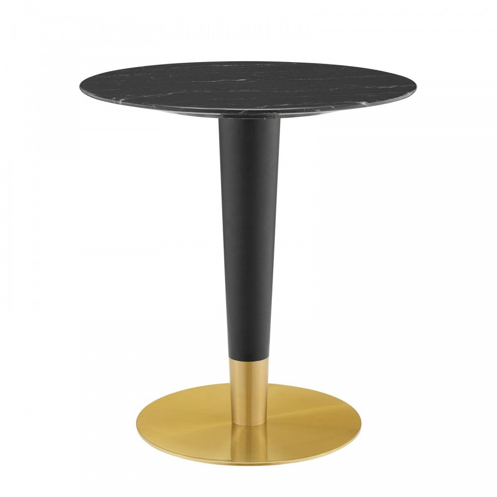 Zinque 28" Artificial Marble Dining Table, Gold Black