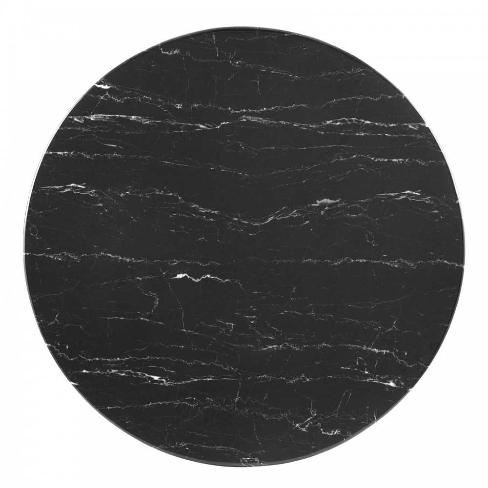 Zinque 28" Artificial Marble Dining Table, Gold Black