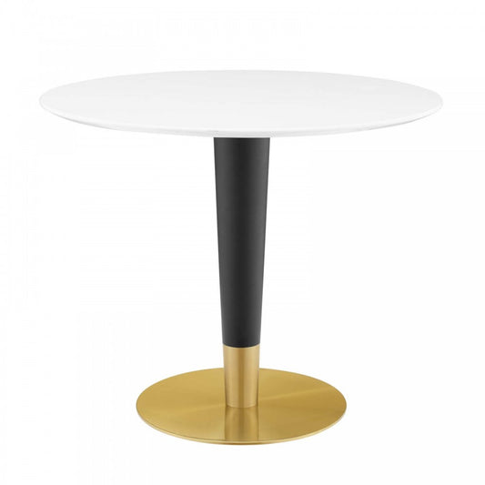 Zinque 36" Dining Table, Gold White