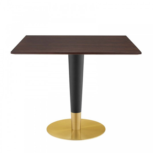 Zinque 36" Square Dining Table, Gold Cherry Walnut