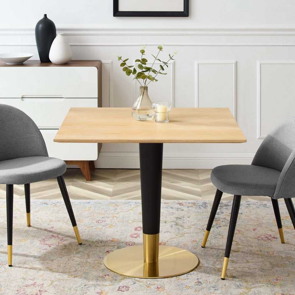 Zinque 36" Square Dining Table, Gold Natural